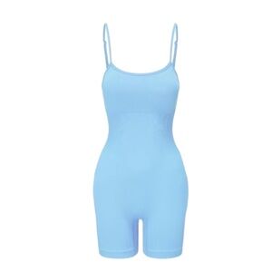 Go.G.G Seamless Padded U Neck Shaping Romper Bodysuit / Blue / NIB